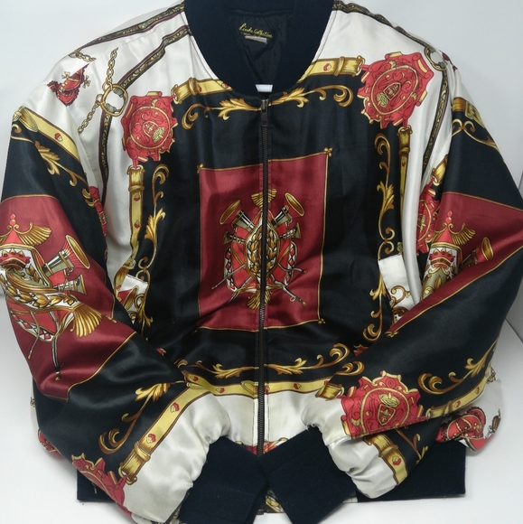 Vintage 80s 90s Silk Bomber Jacket Baroque Hip Hop - Picture 1 of 5